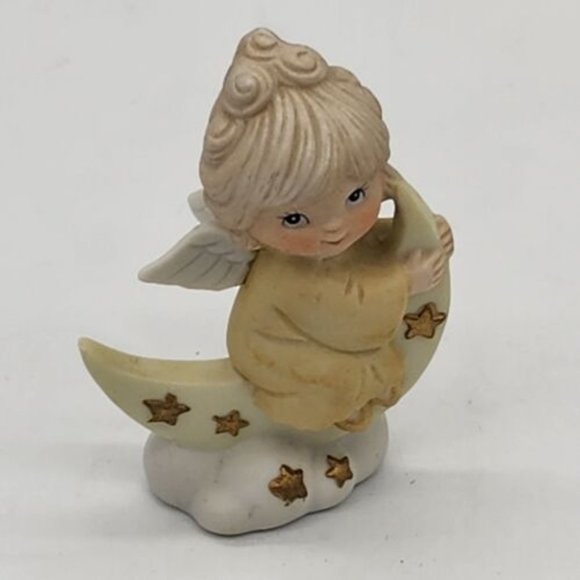 Lefton Other - Lefton Paradise Bound Angel on Crescent Moon Yellow Christopher Collection 00180